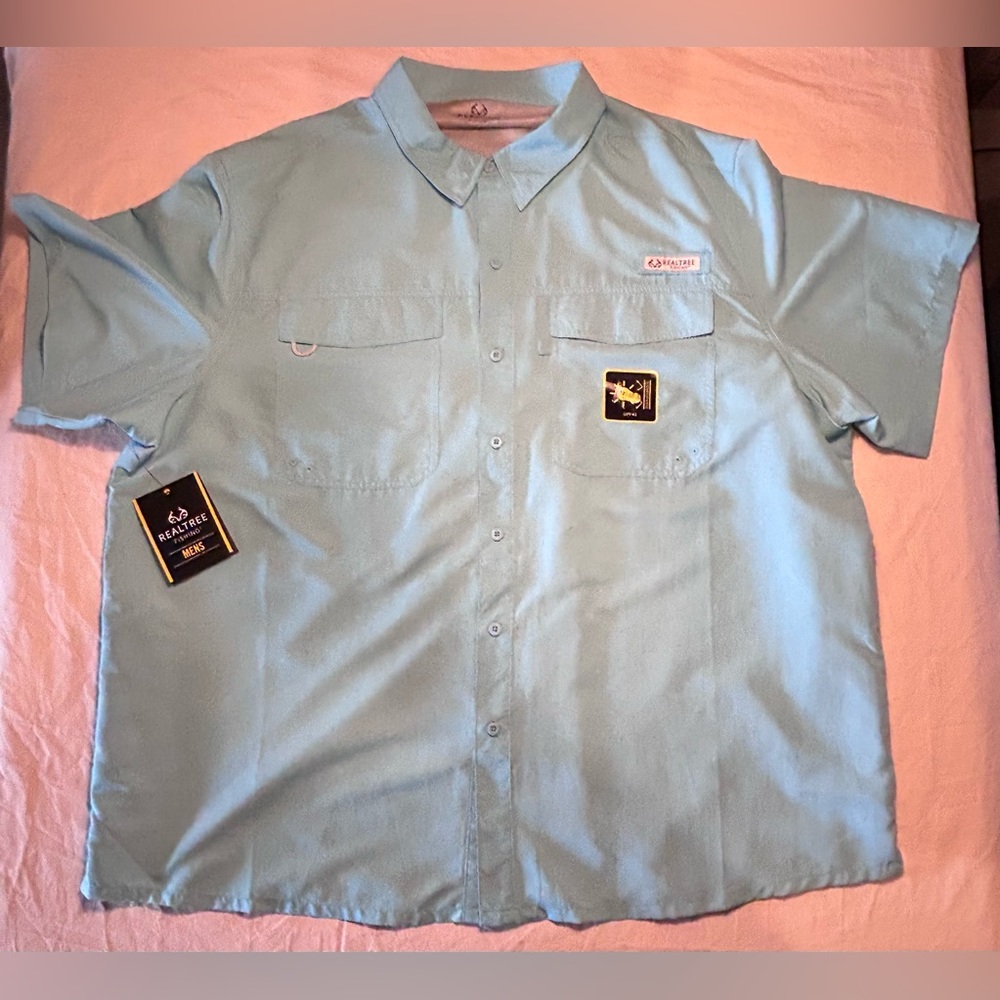 Realtree Fishing Blue Grotto Vented Button Up T-Shirt Men’s 3XL New W/ Tags UPF